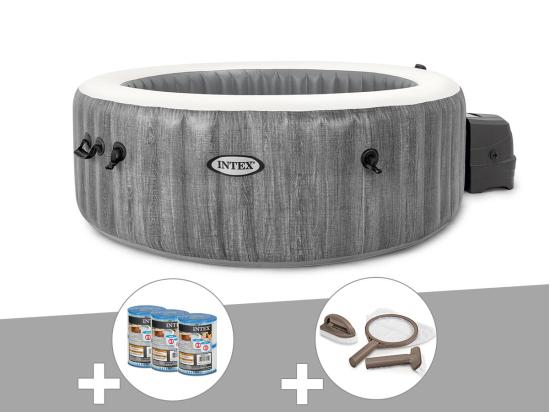 vente unique Kit spa gonflable Intex PureSpa Baltik rond Bulles 4 places + 6 filtres + Kit d'entretien