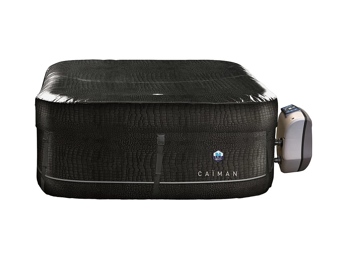 Pack Spa gonflable Netspa carré Caiman 4 Places 168x168x70cm Similicuir 3 fonctions Chauffage, Filtration, Massage Vol 700L