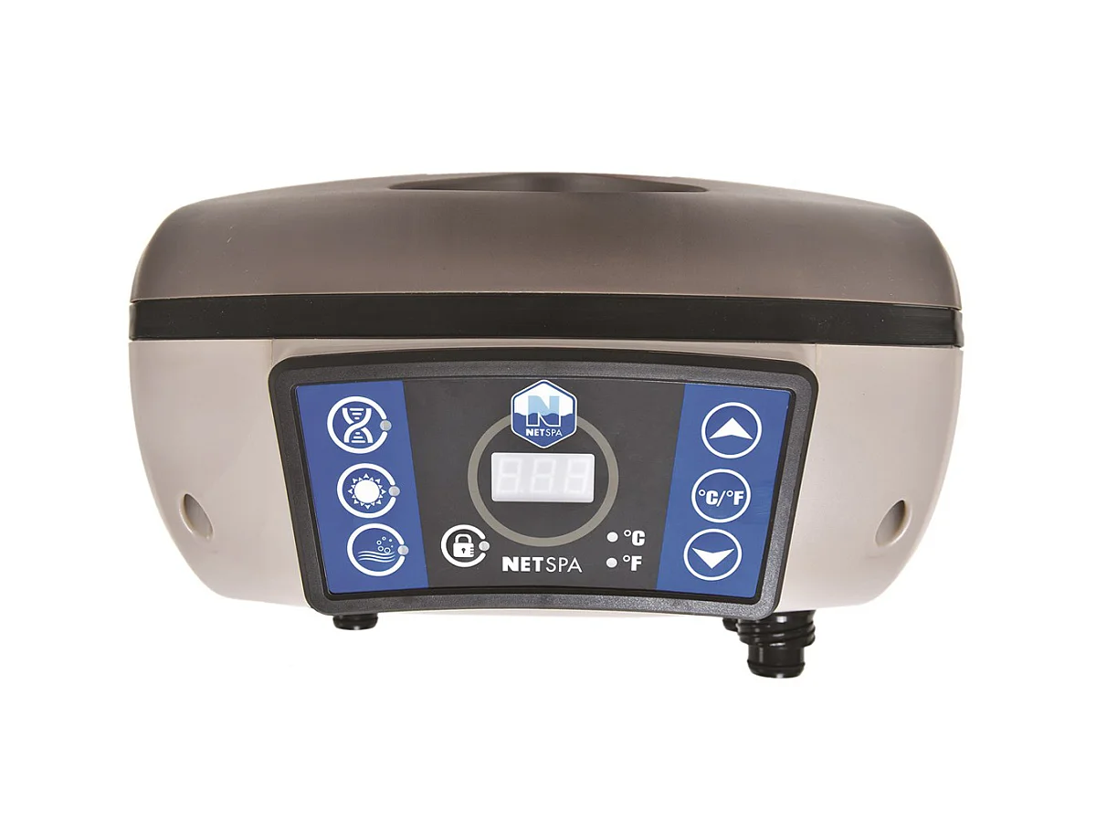 Pack Spa gonflable Netspa carré Caiman 4 Places 168x168x70cm Similicuir 3 fonctions Chauffage, Filtration, Massage Vol 700L