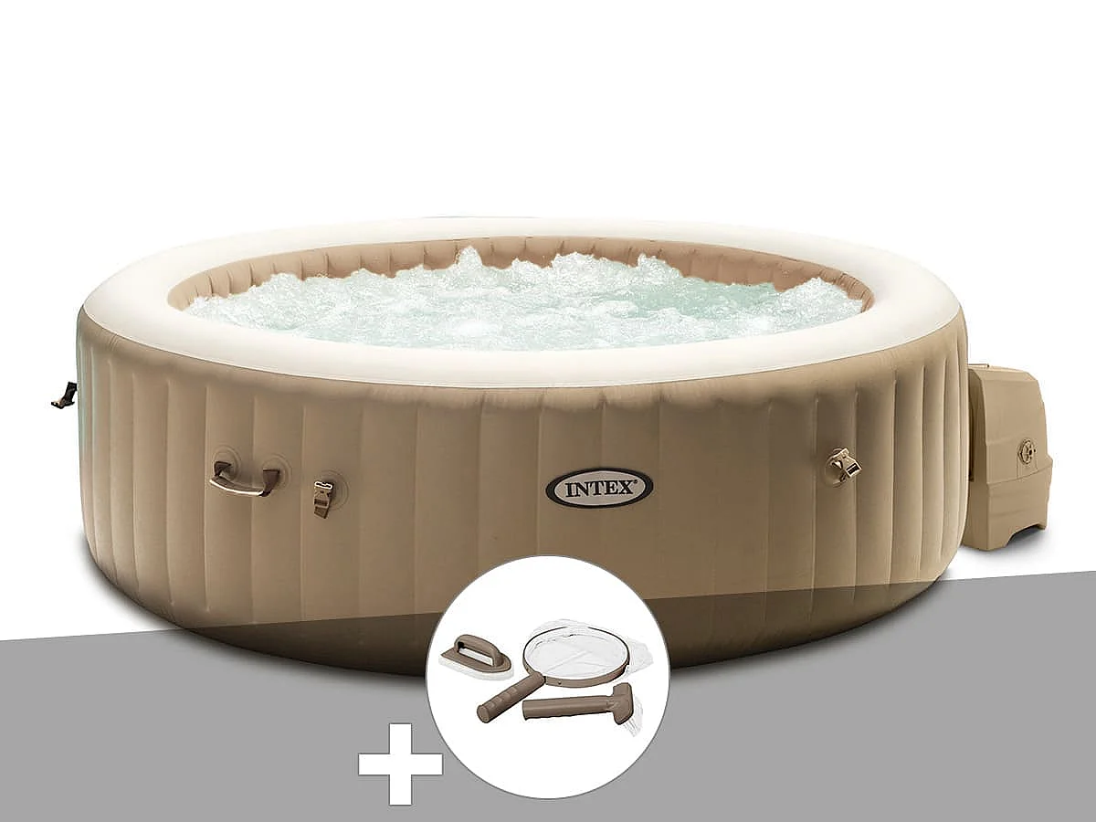 Kit spa gonflable Intex PureSpa Sahara rond Bulles 4 places + Kit d'entretien