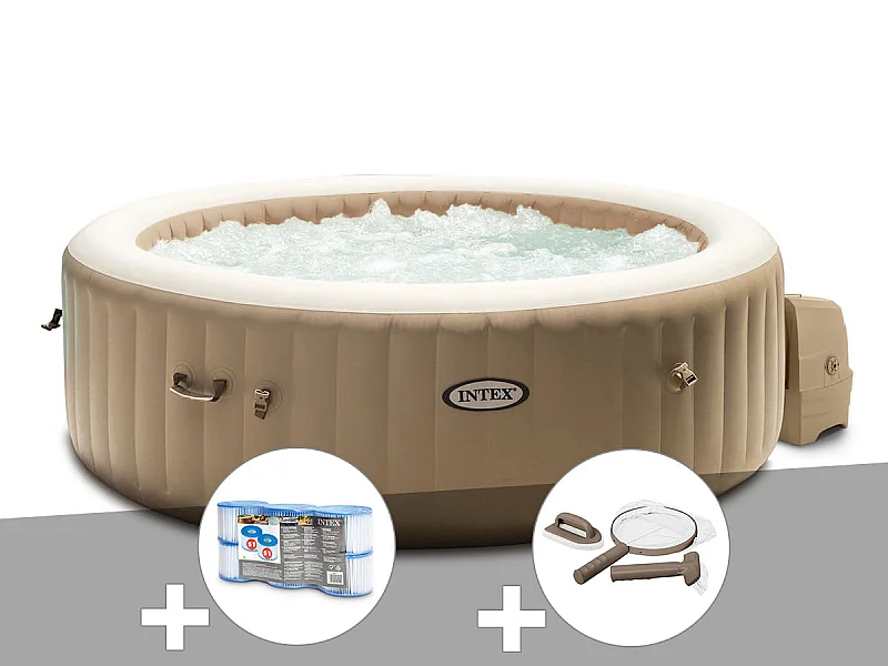 Kit spa gonflable Intex PureSpa Sahara rond Bulles 4 places + 6 filtres + Kit d'entretien