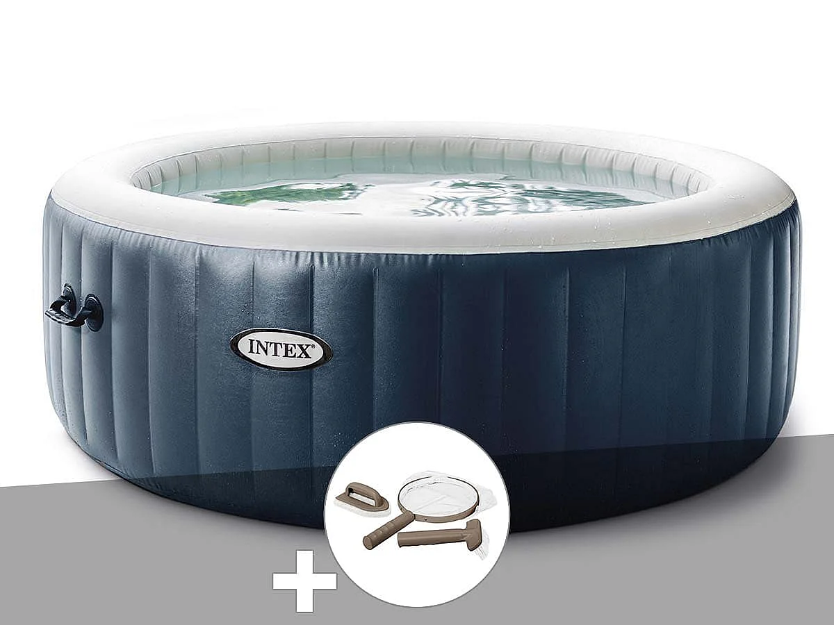 Kit spa gonflable Intex PureSpa Blue Navy rond Bulles 6 places + Kit d'entretien