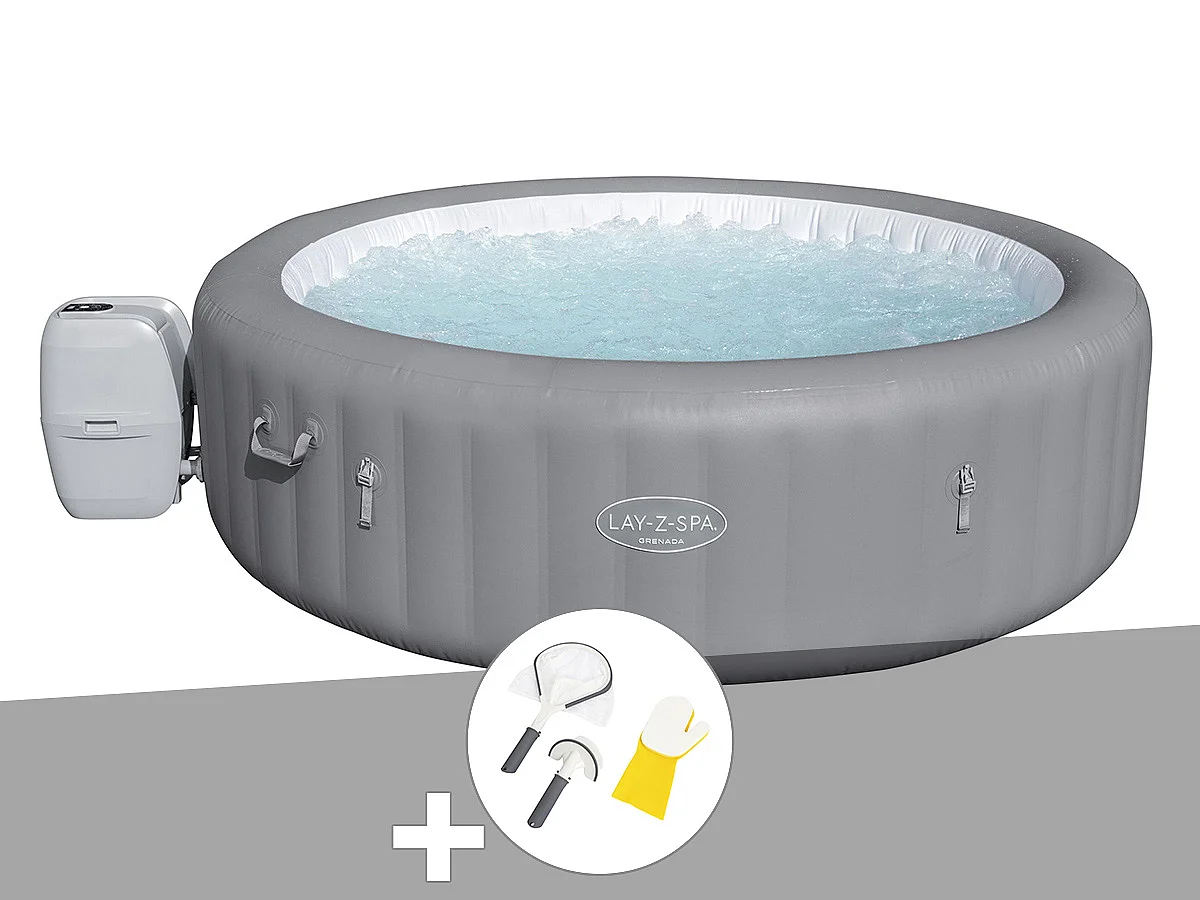 Kit spa gonflable Bestway Lay-Z-Spa Grenada rond Airjet 6/8 places + Kit de nettoyage
