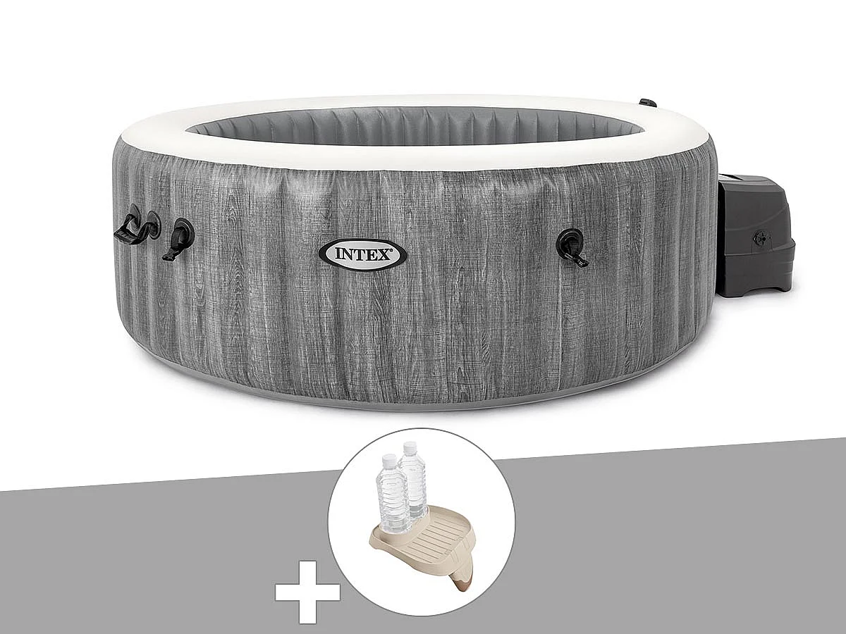 Kit spa gonflable Intex PureSpa Baltik rond Bulles 4 places + Porte-verre