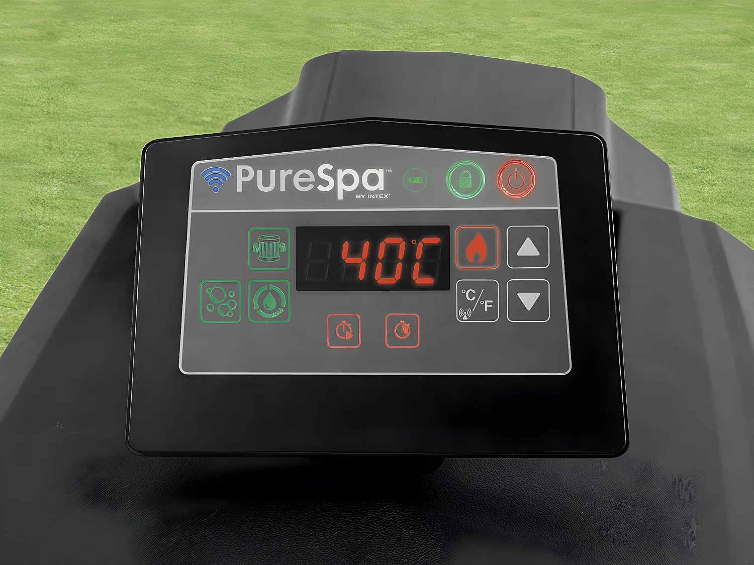 Kit spa gonflable Intex PureSpa Ardoise carré Bulles 6 places + Kit d'entretien + Porte-verre