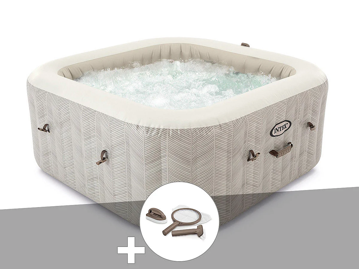 Kit spa gonflable Intex PureSpa Chevron carré Bulles 6 places + Kit d'entretien