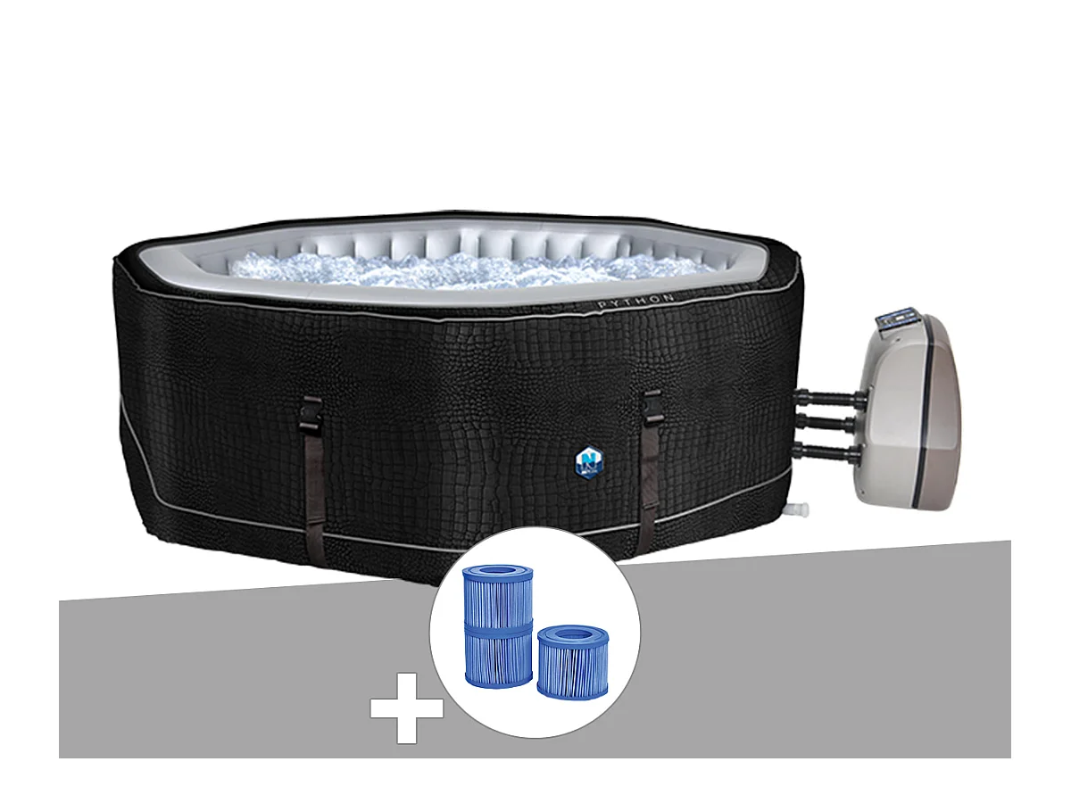 Spa gonflable Netspa Python octogonal Bulles 5-6 places + 3 cartouches de filtration