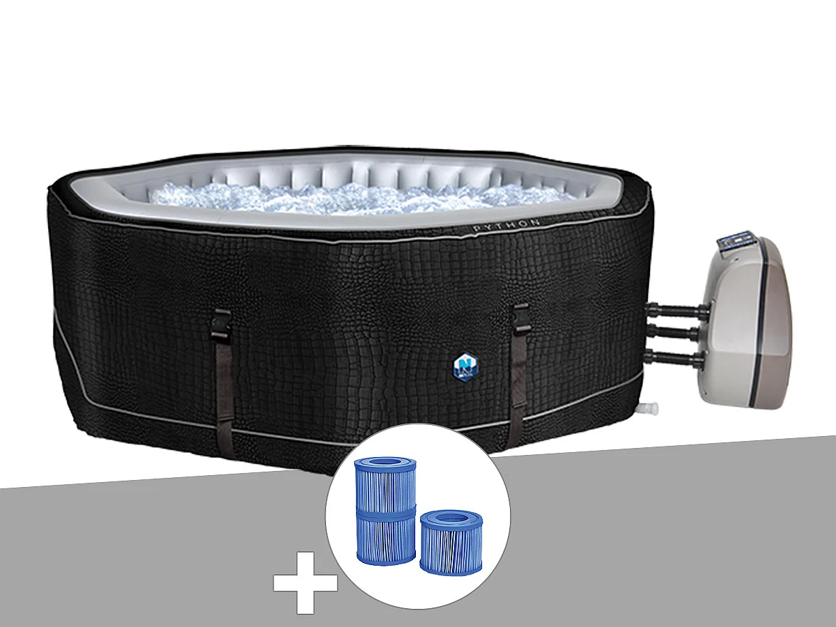 Spa gonflable Netspa Python octogonal Bulles 5-6 places + 3 cartouches de filtration