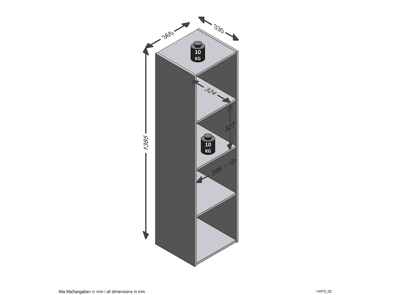 Bibliothèque 4 cases en bois imitation chêne sable - BI13010