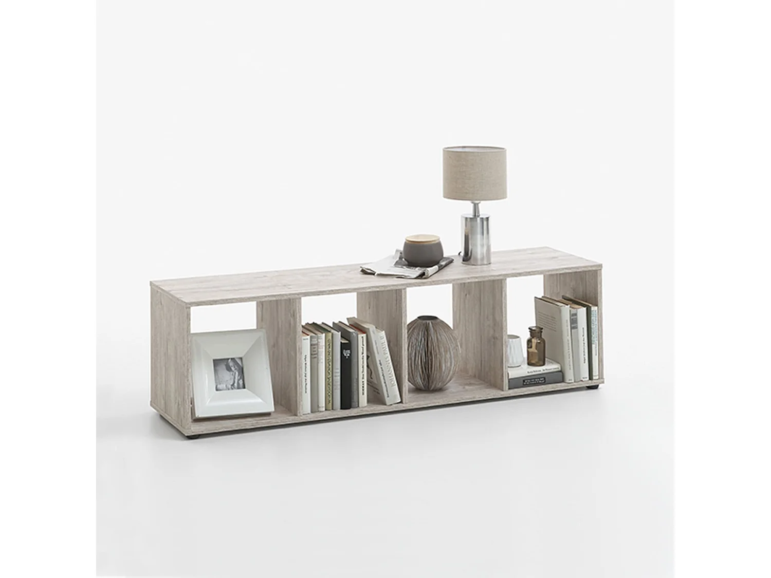 Bibliothèque 4 cases en bois imitation chêne sable - BI13010