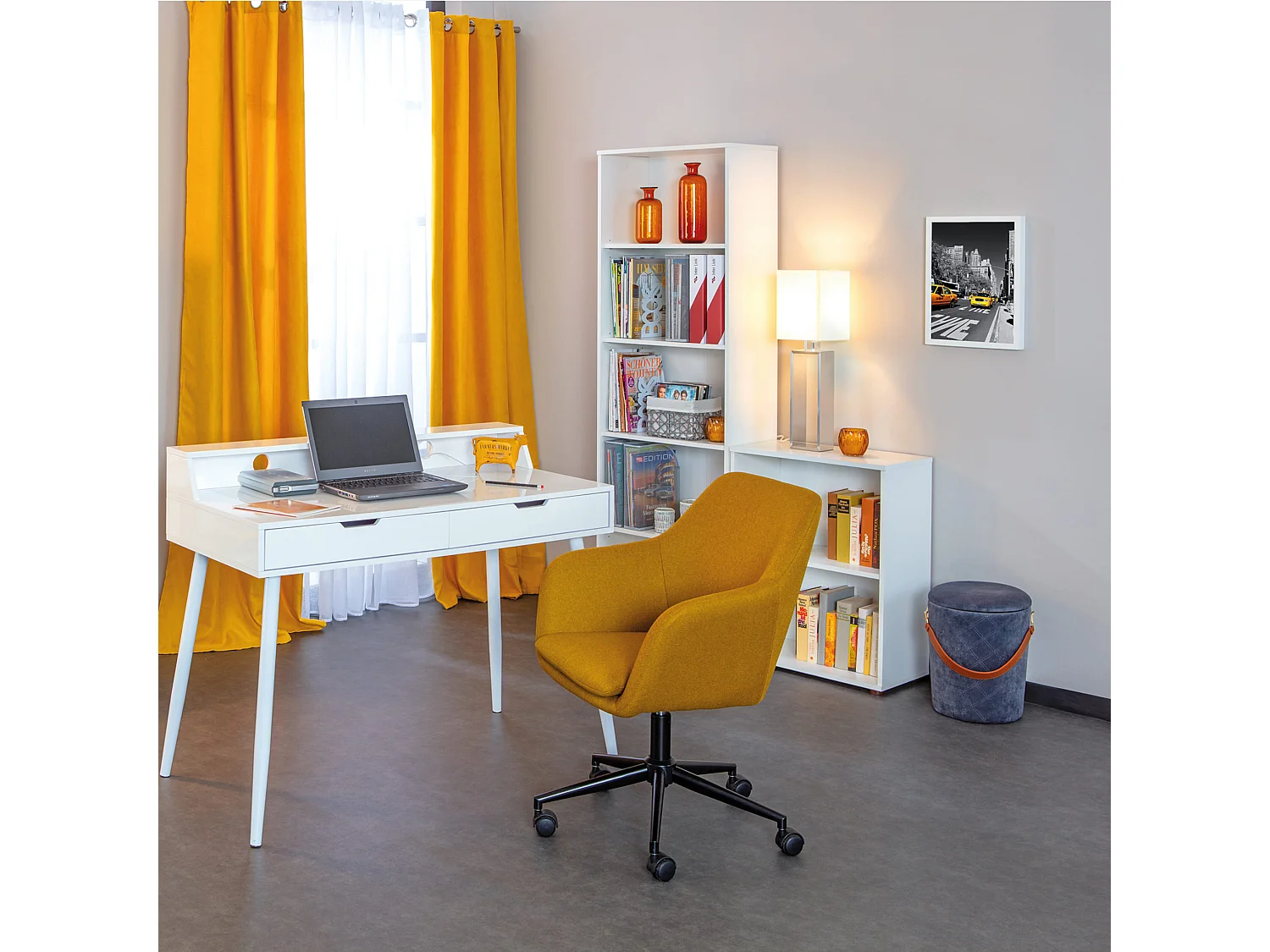 Bibliothèque 5 cases en bois blanc - BI12056-4