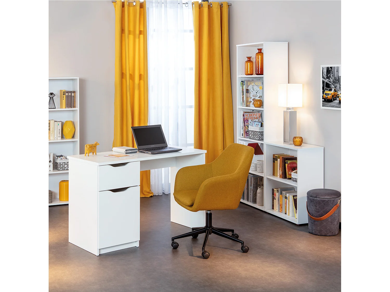 Bibliothèque 5 cases en bois blanc - BI12056-4