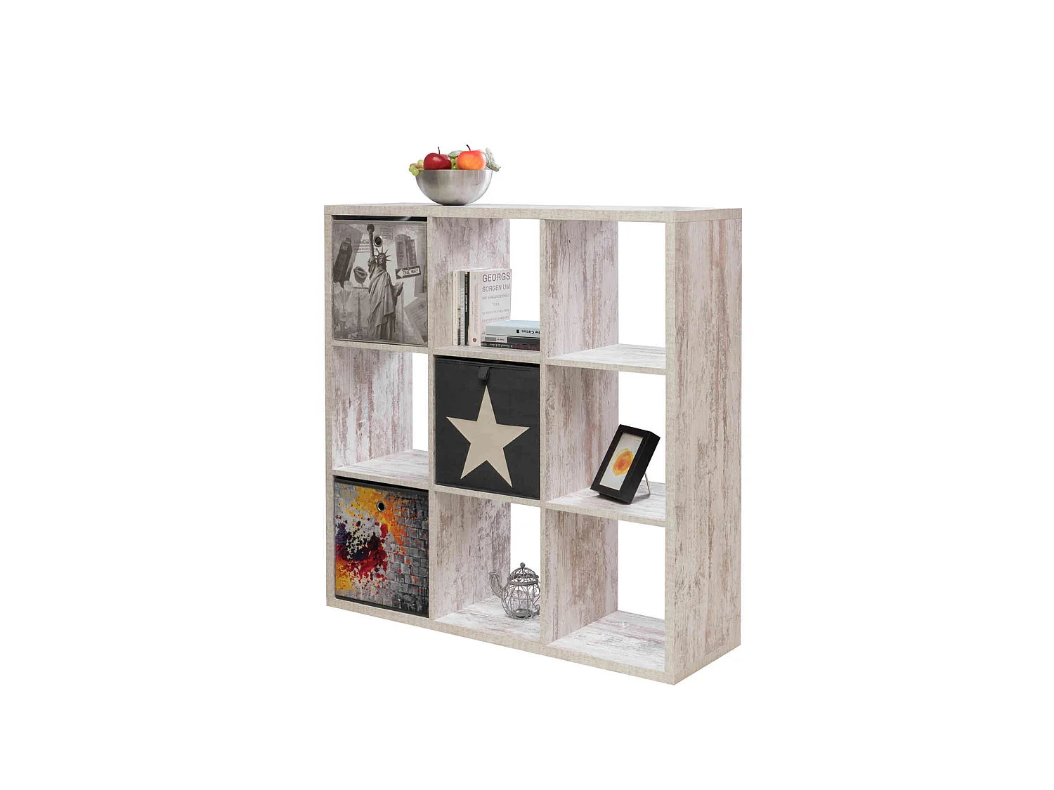 Bibliothèque 9 cases en bois clair - BI7078