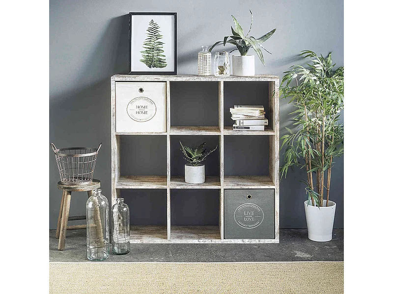 Bibliothèque 9 cases en bois clair - BI7078