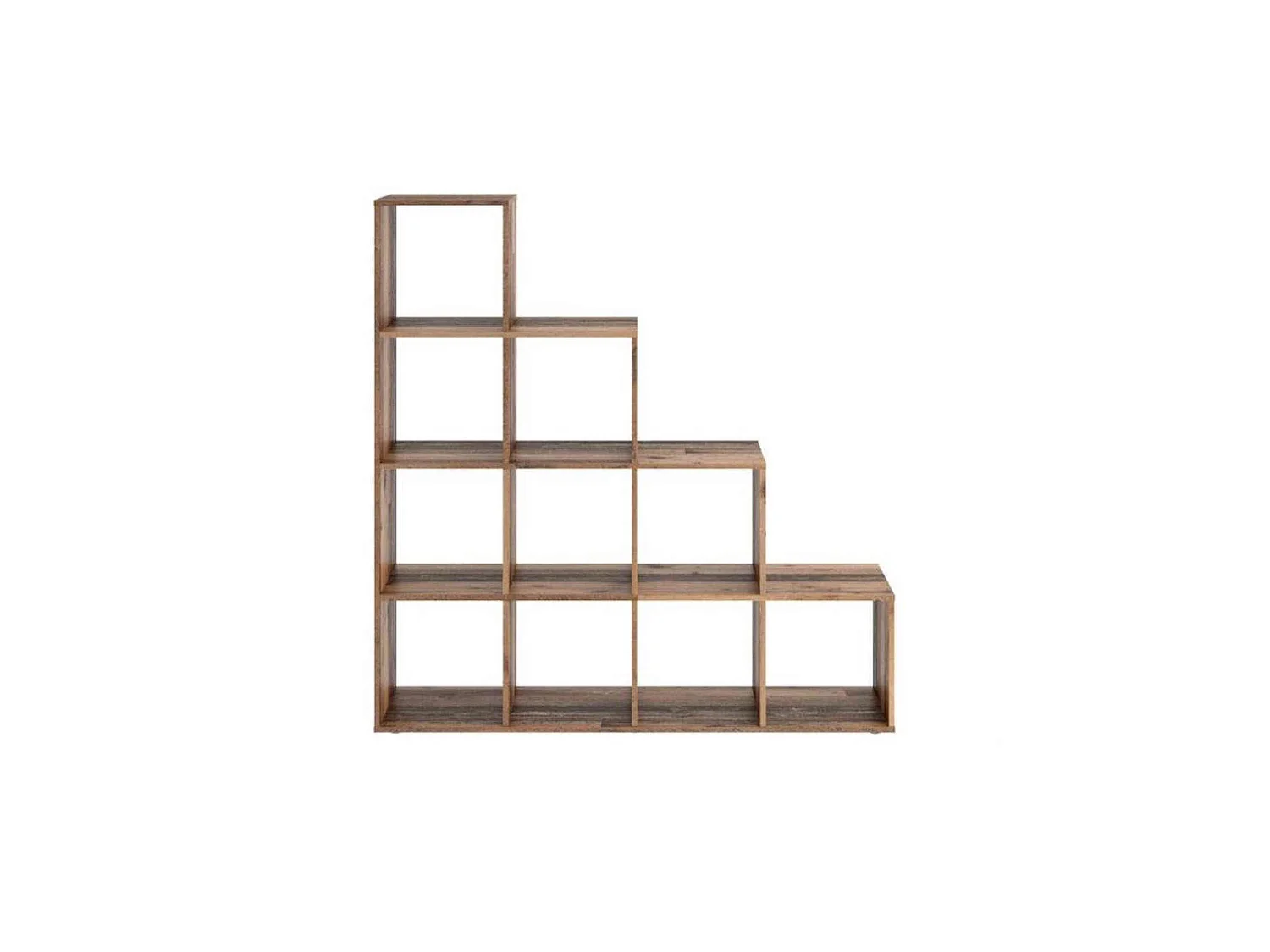 Bibliothèque escalier 10 cases en bois old style foncé - BI13009