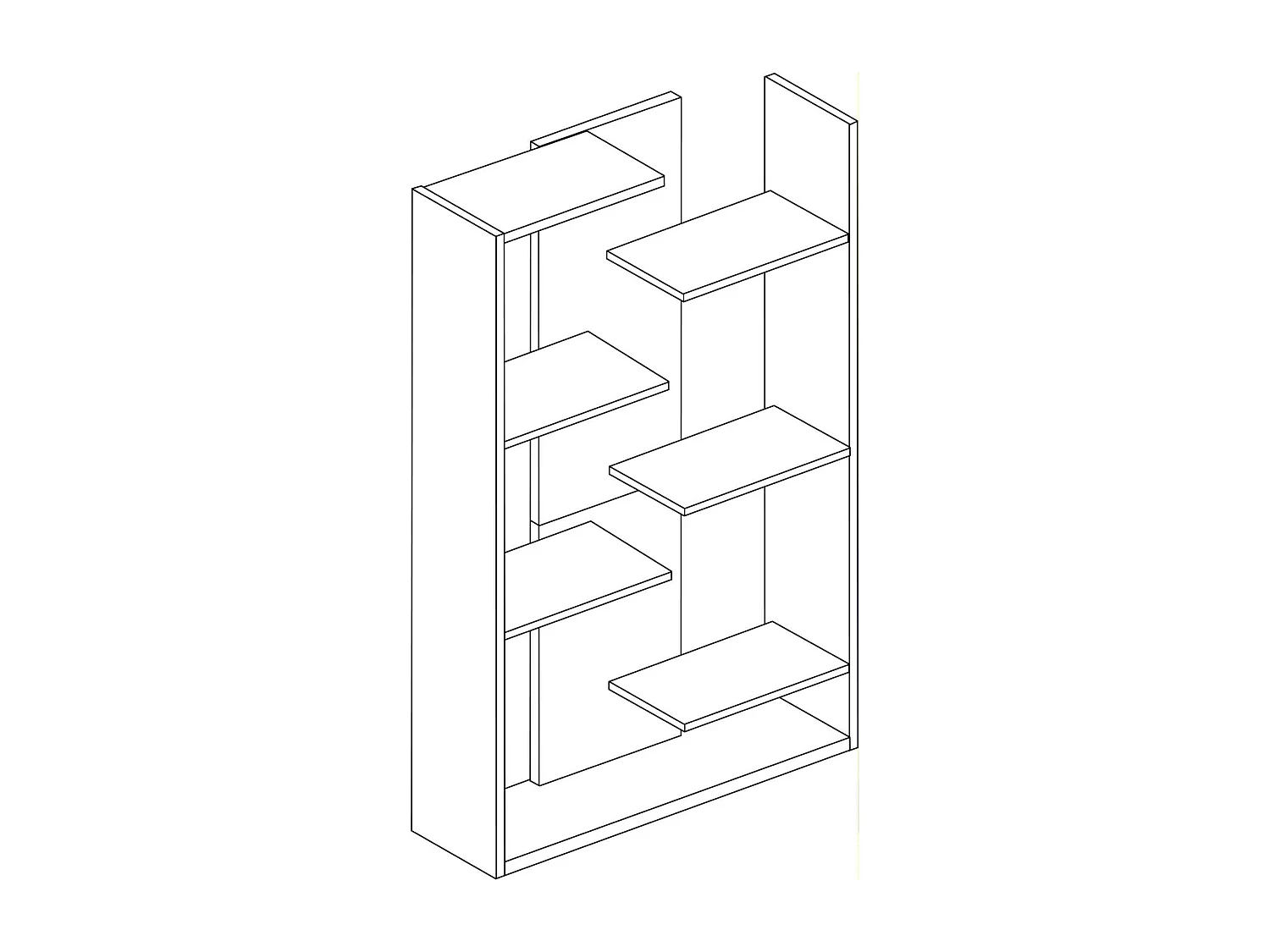 Bibliothèque 7 étagères en quinconce en bois imitation chêne clair - BI9045