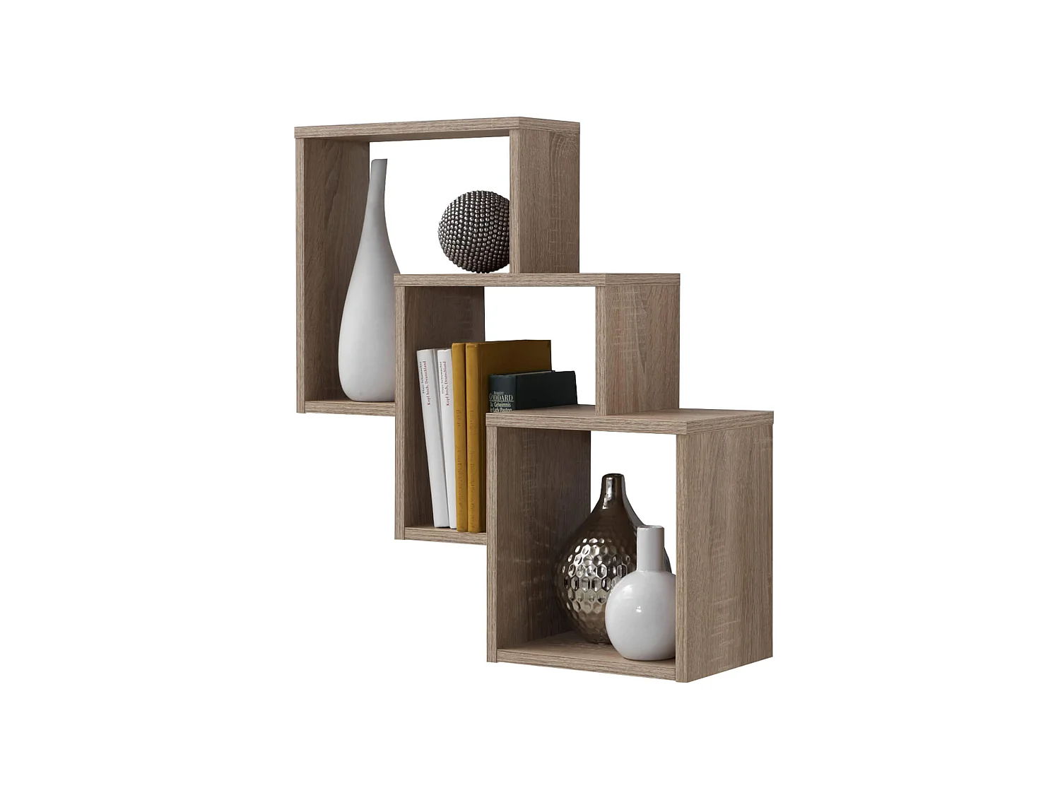 Etagère murale 3 compartiments en bois imitation chêne - ET13048-2