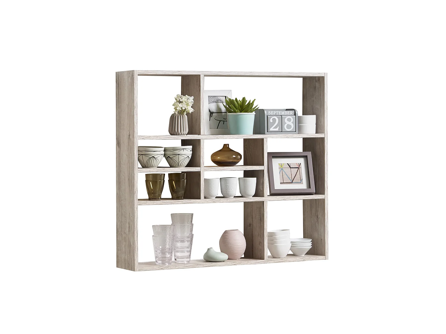 Etagère murale à cases en bois imitation chêne sable - ET13041-4