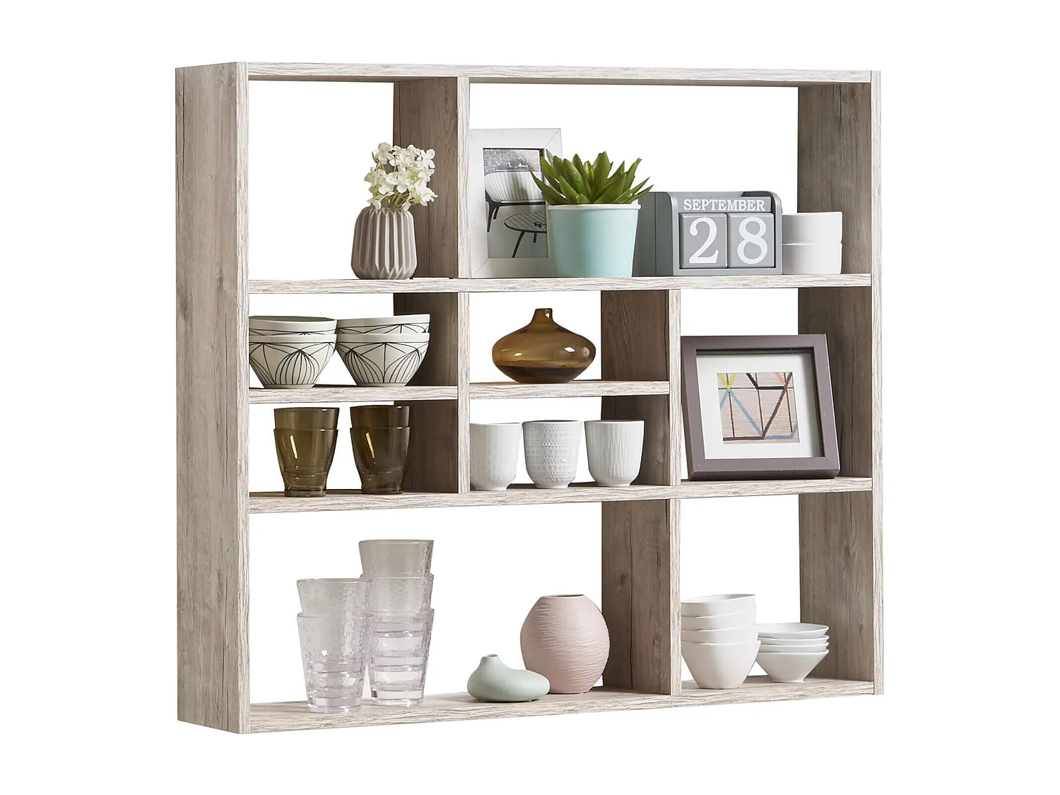 Etagère murale à cases en bois imitation chêne sable - ET13041-4