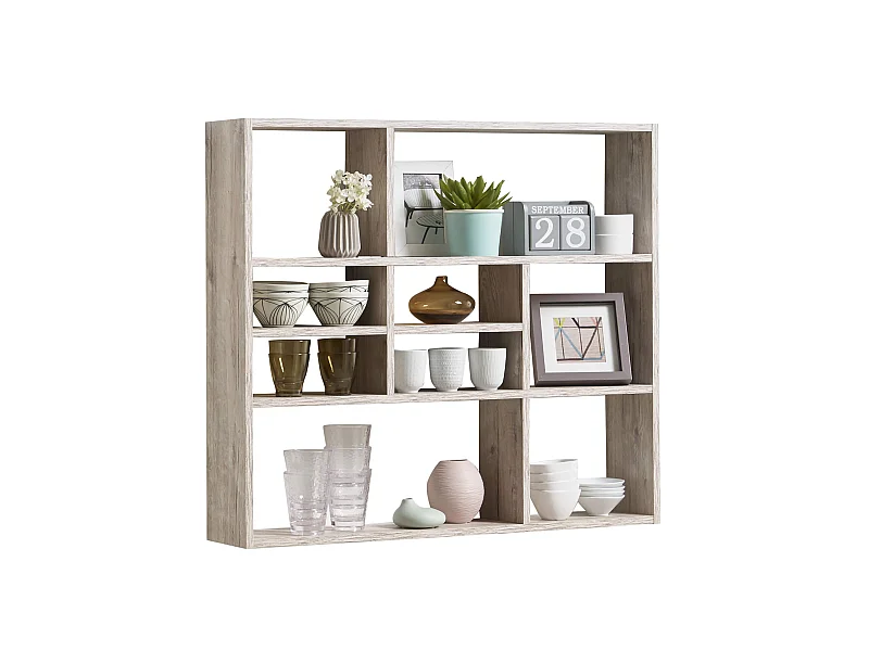 Etagère murale à cases en bois imitation chêne sable - ET13041-4