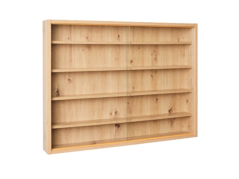 Etagère murale style vitrine en bois imitation chêne clair - ET12114