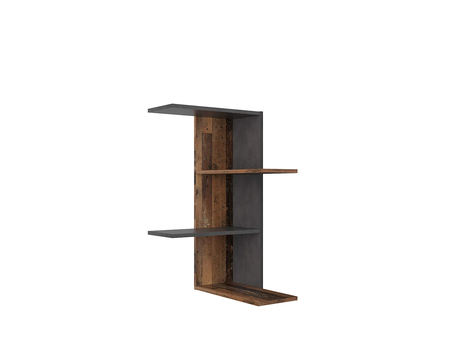 Etagère murale d'angle en bois old style foncé - ET13038-3
