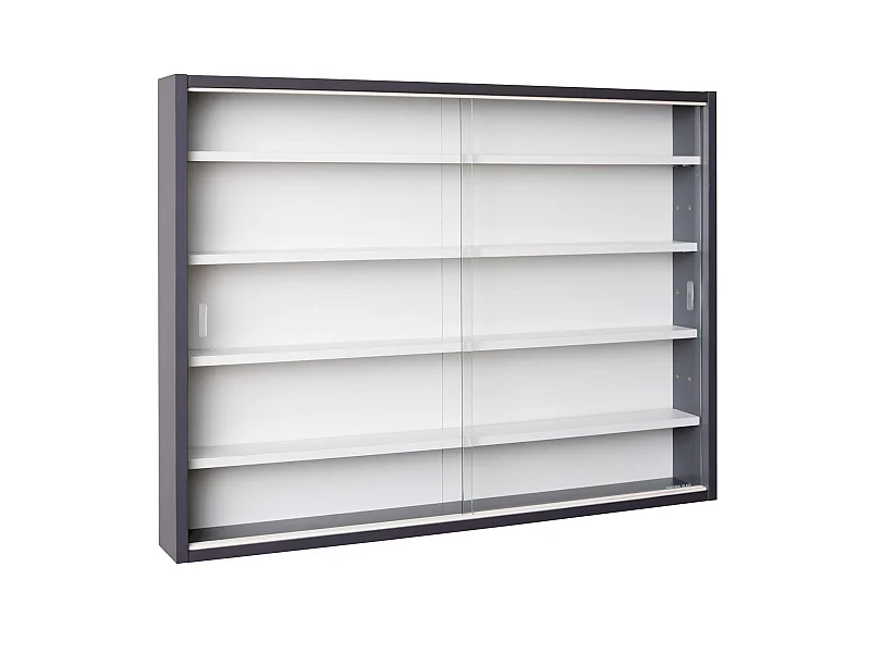 Etagère murale style vitrine en bois gris - ET12114