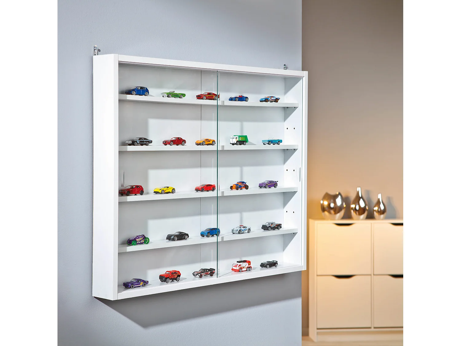 Etagère murale vitrée coloris blanc - ET6040