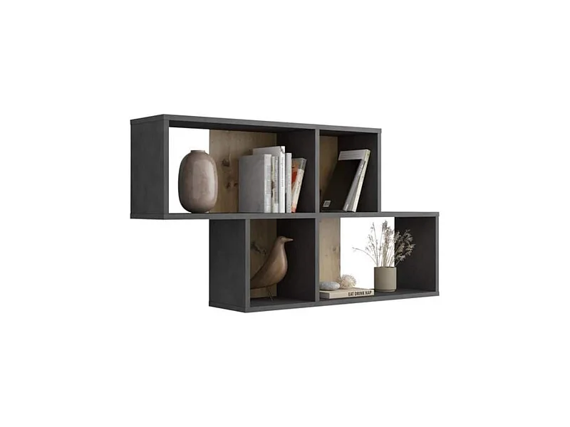 Etagère murale 4 cases en bois chêne artisan et matera - ET13042-6