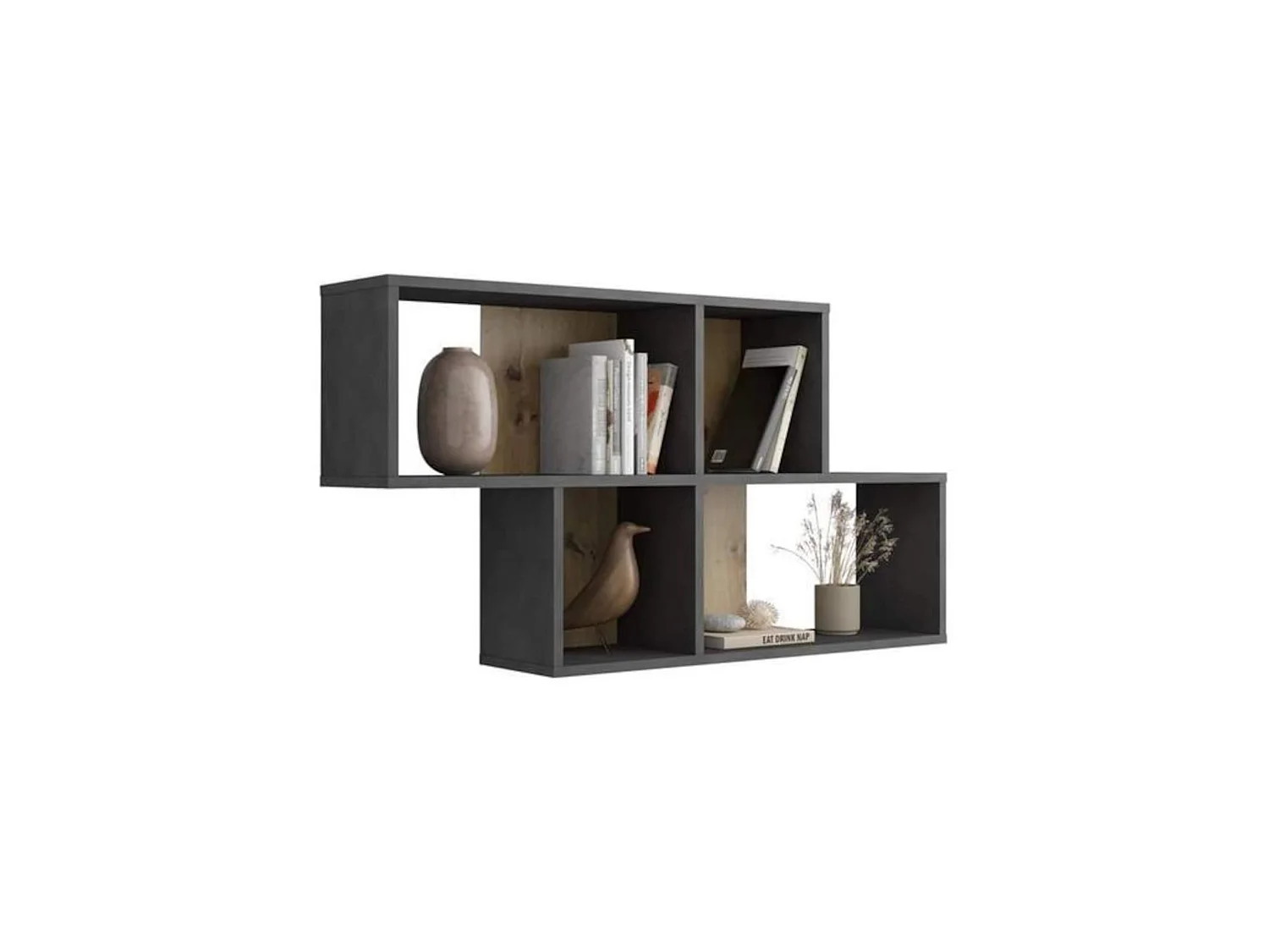 Etagère murale 4 cases en bois chêne artisan et matera - ET13042-6