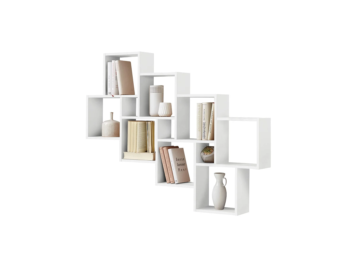 Etagère murale 8 cases en bois blanc brillant - ET13036-1