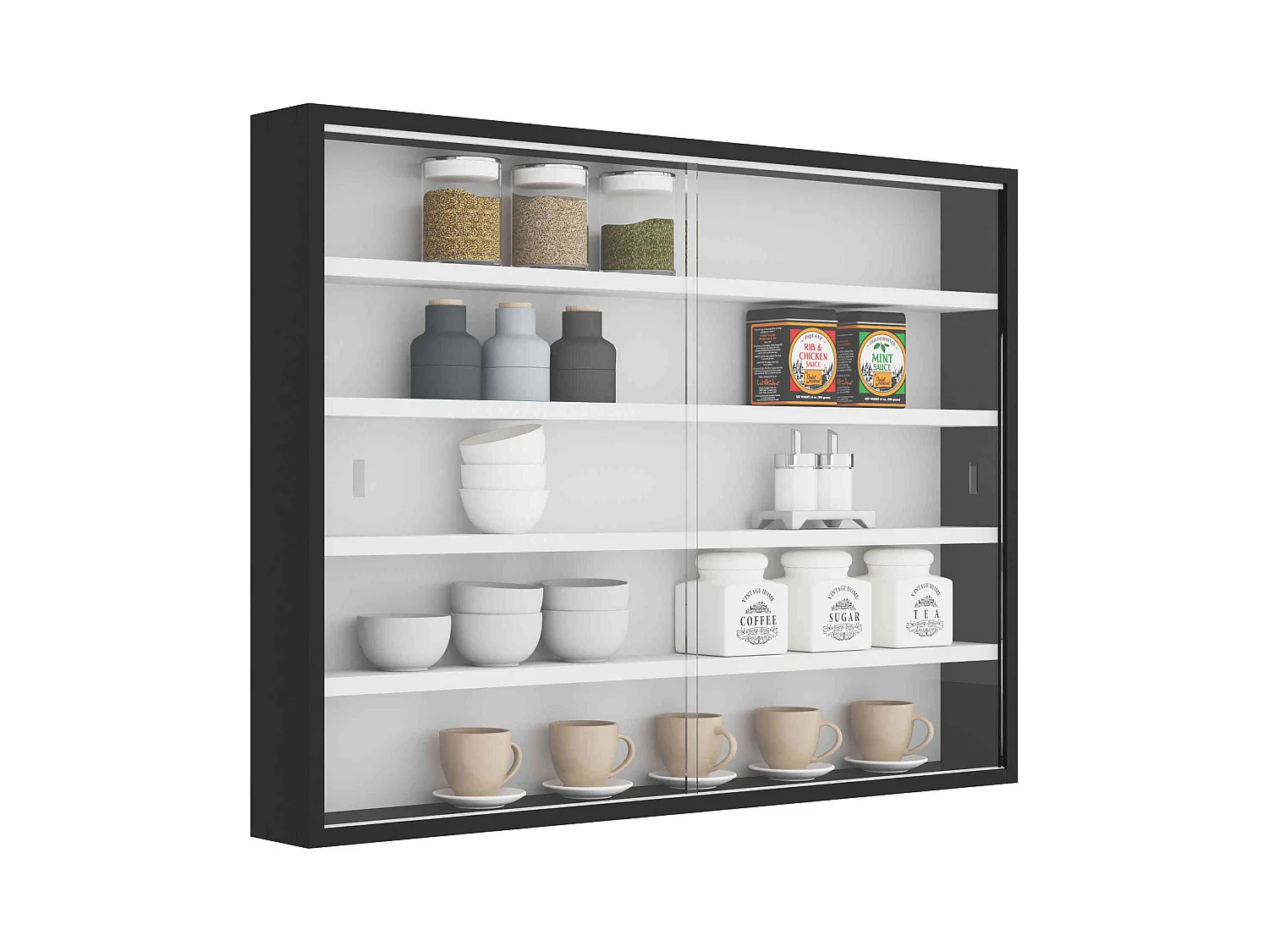 Etagère murale vitrée coloris blanc et noir - ET6040