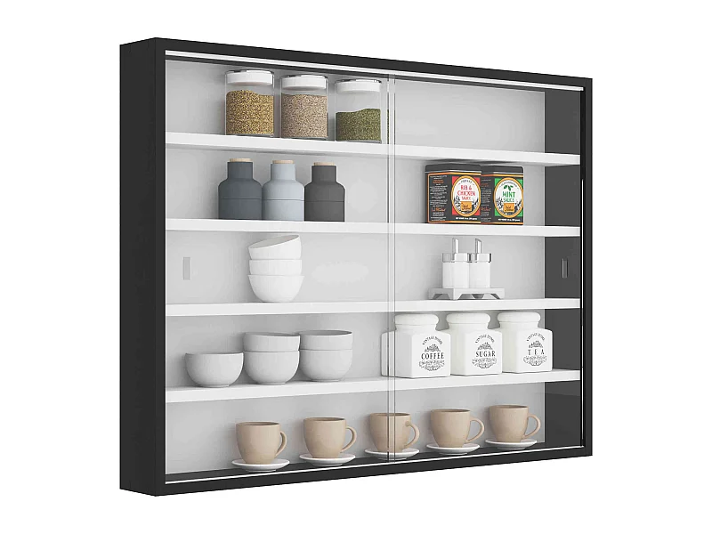 Etagère murale vitrée coloris blanc et noir - ET6040