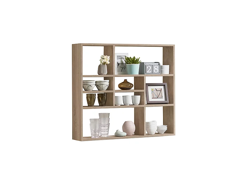 Etagère murale à cases en bois imitation chêne - ET13041-3