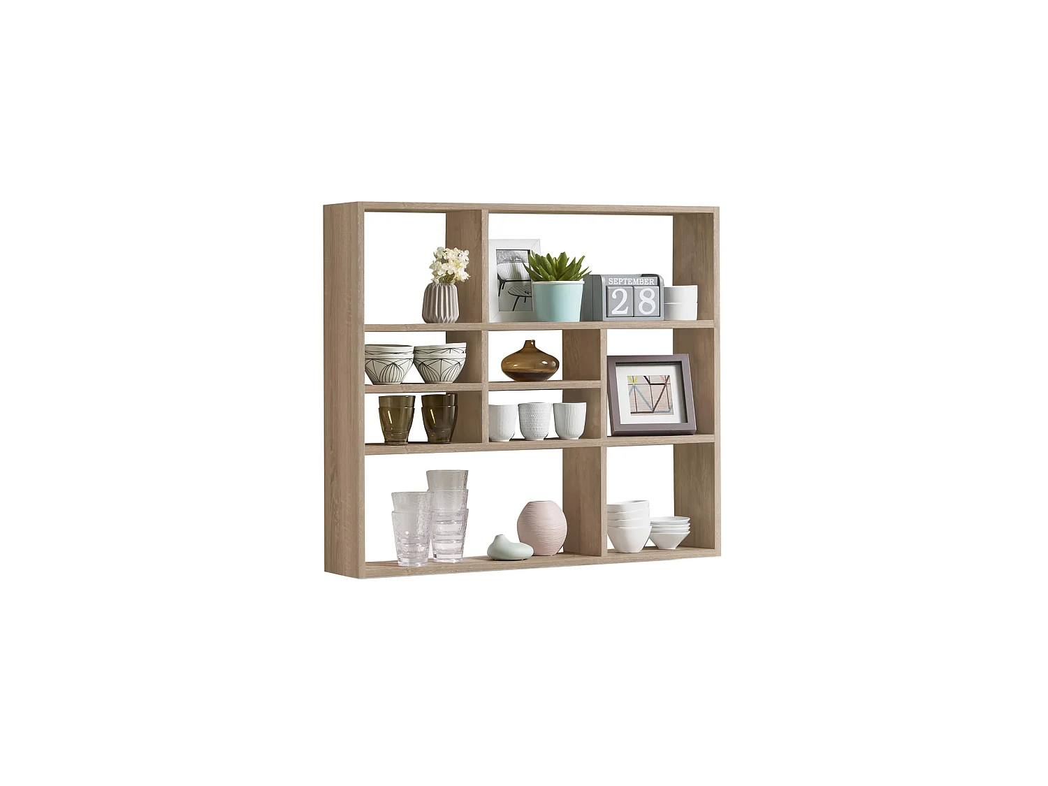 Etagère murale à cases en bois imitation chêne - ET13041-3
