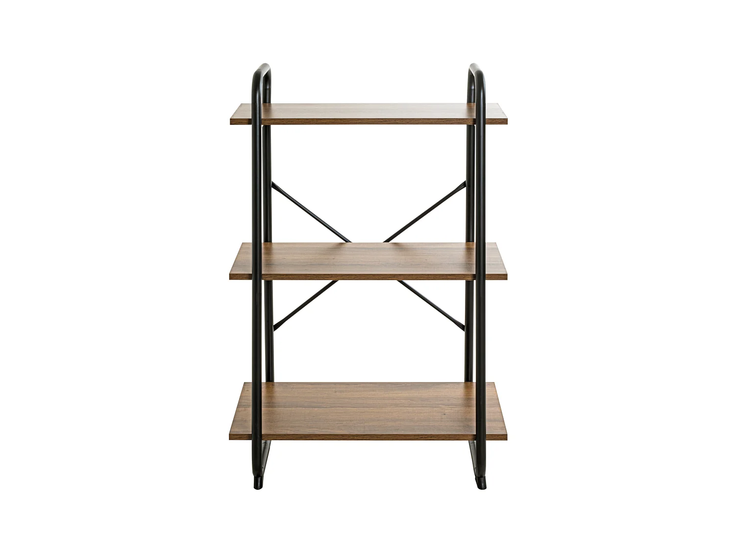 Etagère 3 plateaux en bois imitation chêne et noir laqué - ET15052