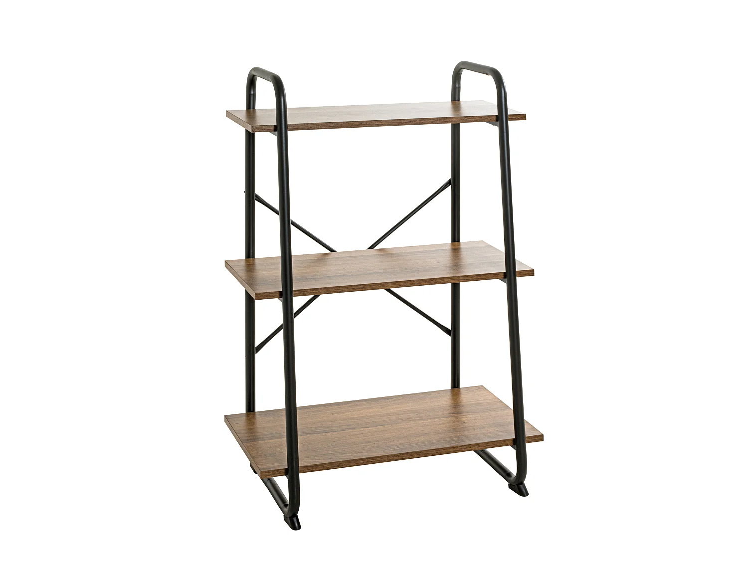 Etagère 3 plateaux en bois imitation chêne et noir laqué - ET15052