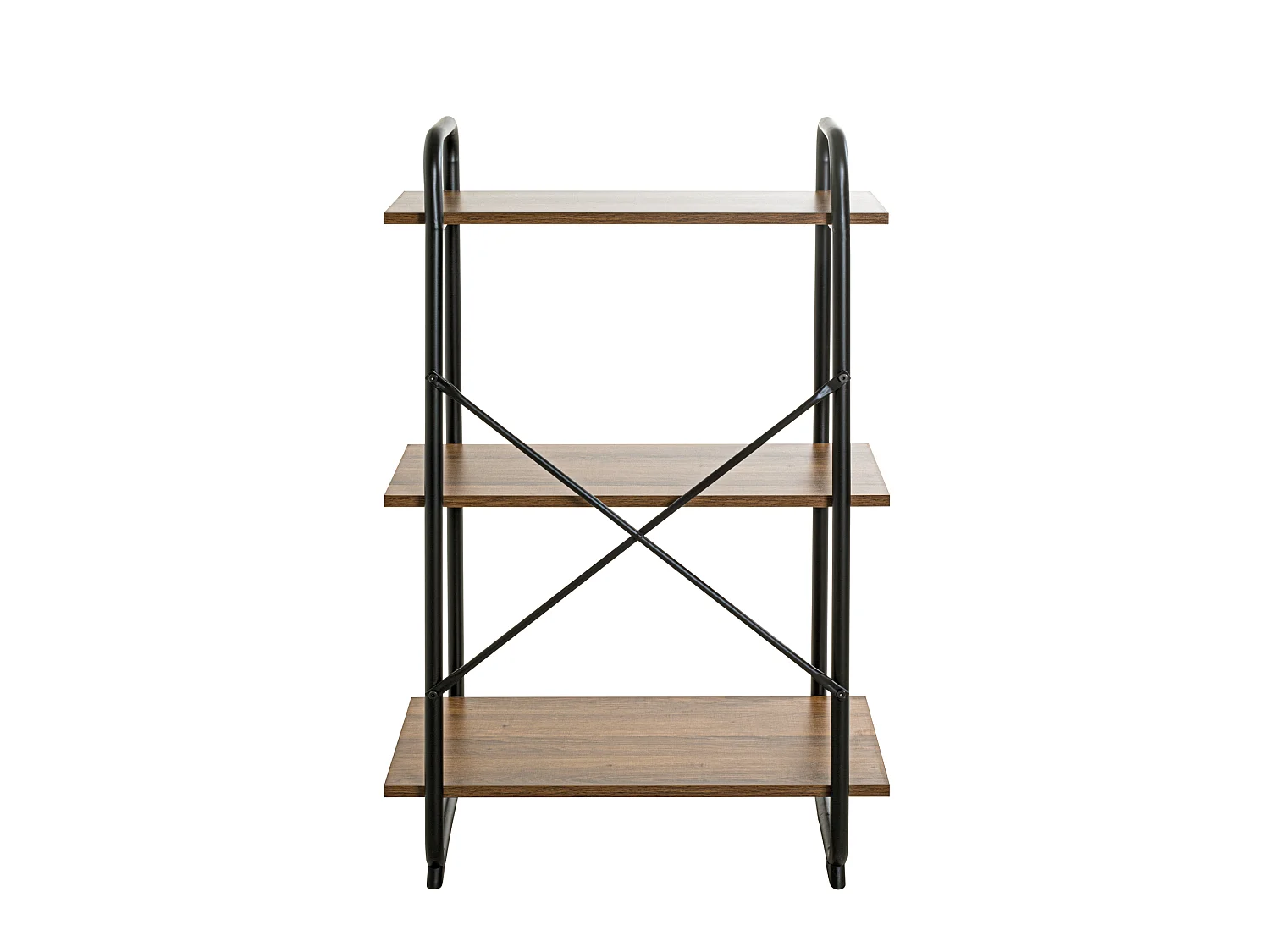 Etagère 3 plateaux en bois imitation chêne et noir laqué - ET15052