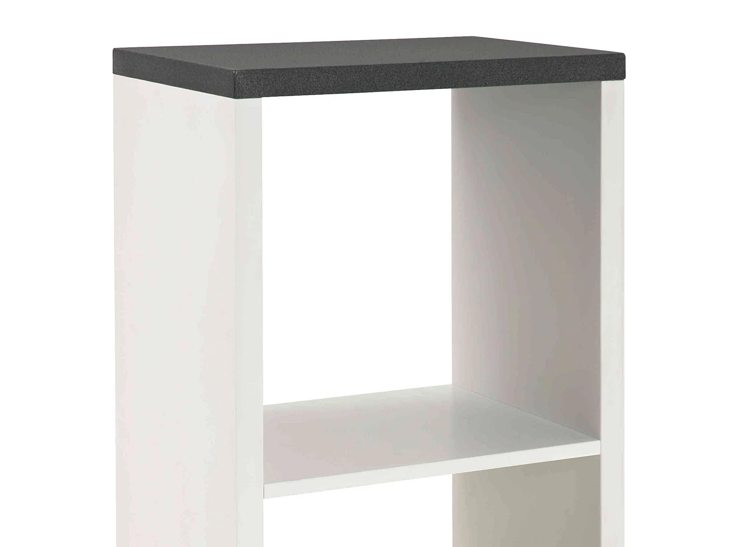 Etagère 2 cases en bois décor granit et laqué blanc - ET15016