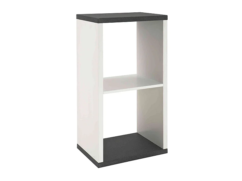 Etagère 2 cases en bois décor granit et laqué blanc - ET15016