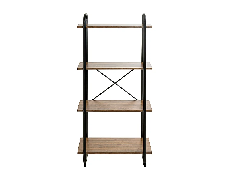 Etagère 4 plateaux en bois imitation chêne et noir laqué - ET15053