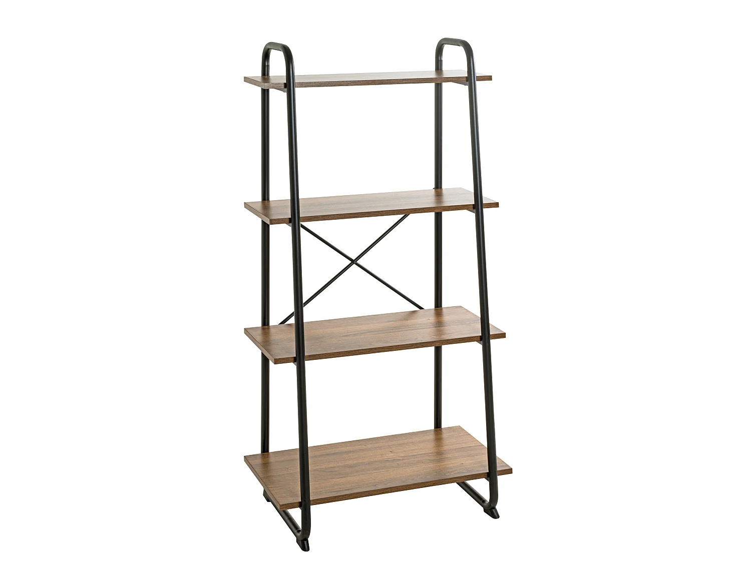 Etagère 4 plateaux en bois imitation chêne et noir laqué - ET15053