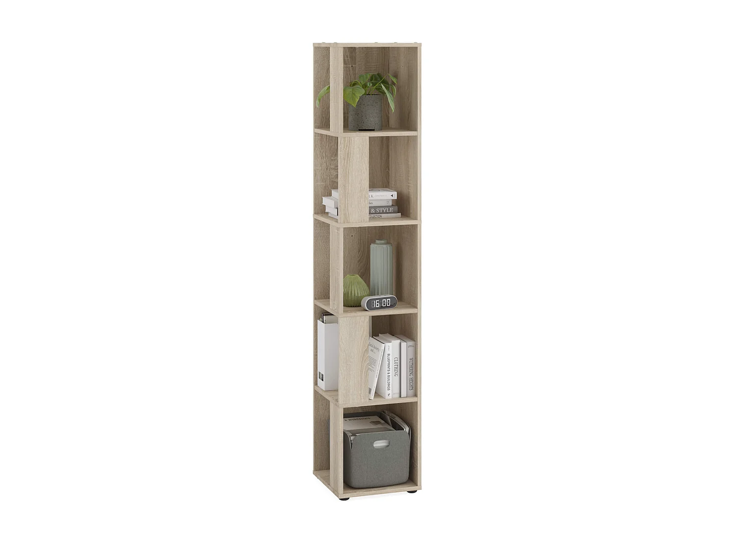 Etagère 5 cases en bois imitation chêne - ET13044-2