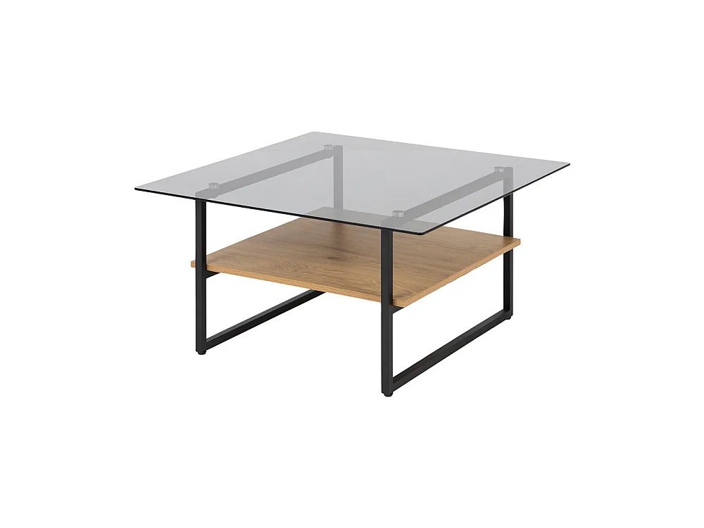 Table basse carrée - 80X80 cm - chêne/noir - HIDEKO