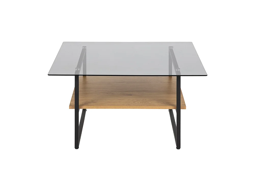 Table basse carrée - 80X80 cm - chêne/noir - HIDEKO