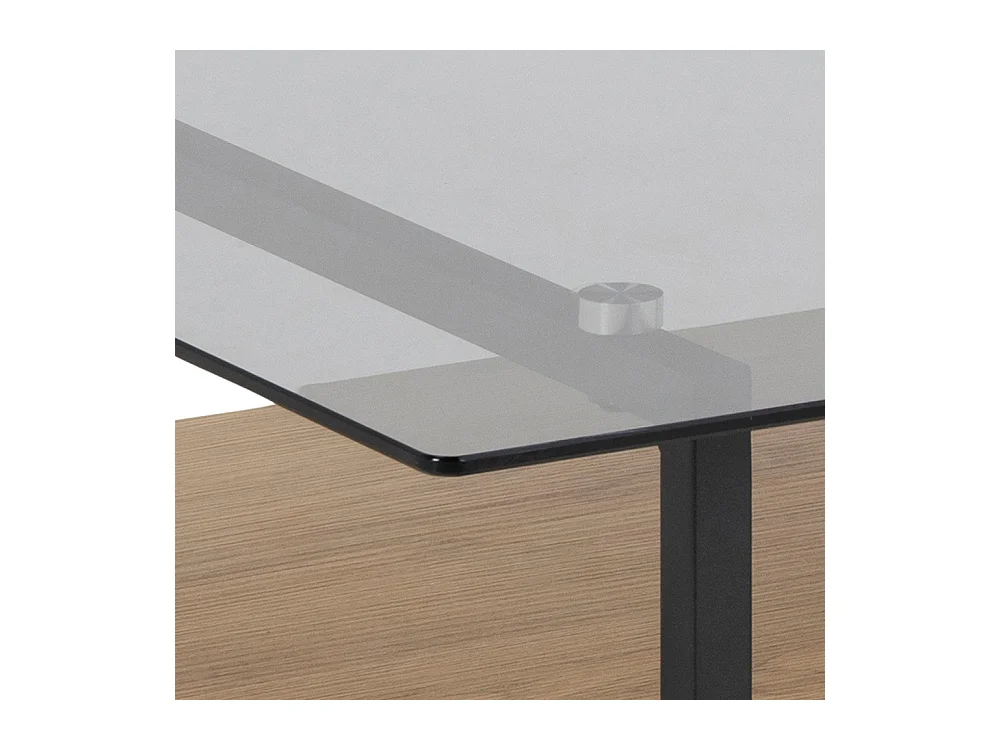 Mesa de centro vidrio - roble / negro - con un estante - Hideko