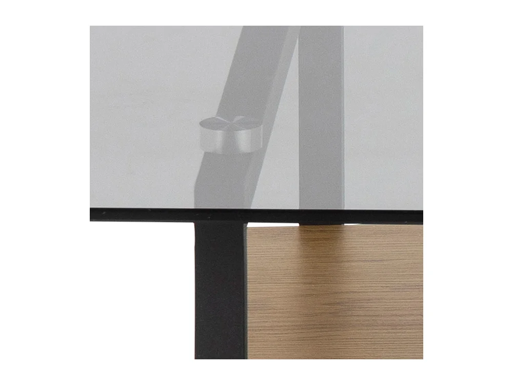 Mesa de centro vidrio - roble / negro - con un estante - Hideko