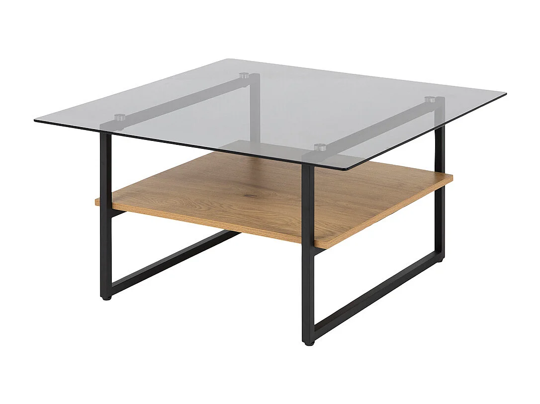 Table basse carrée - 80X80 cm - chêne/noir - HIDEKO