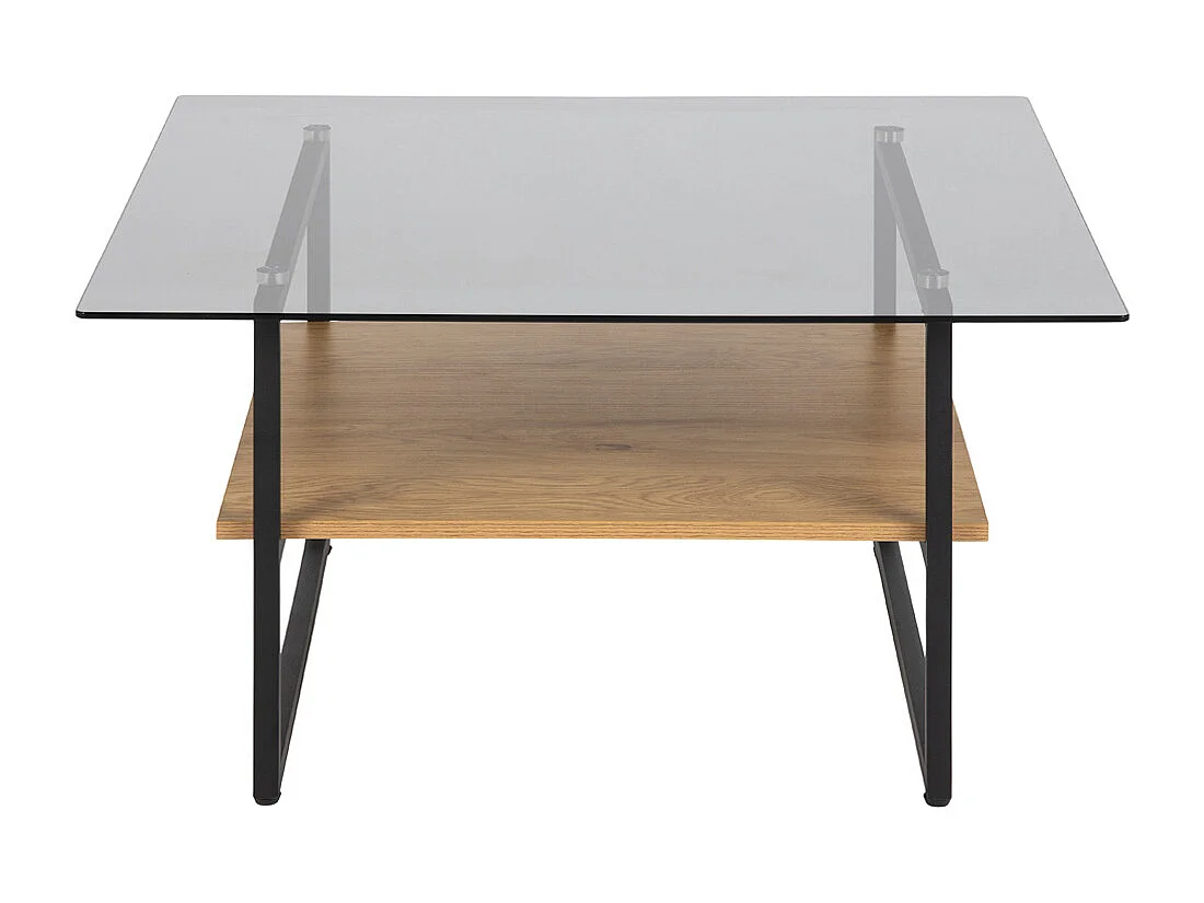Table basse carrée - 80X80 cm - chêne/noir - HIDEKO