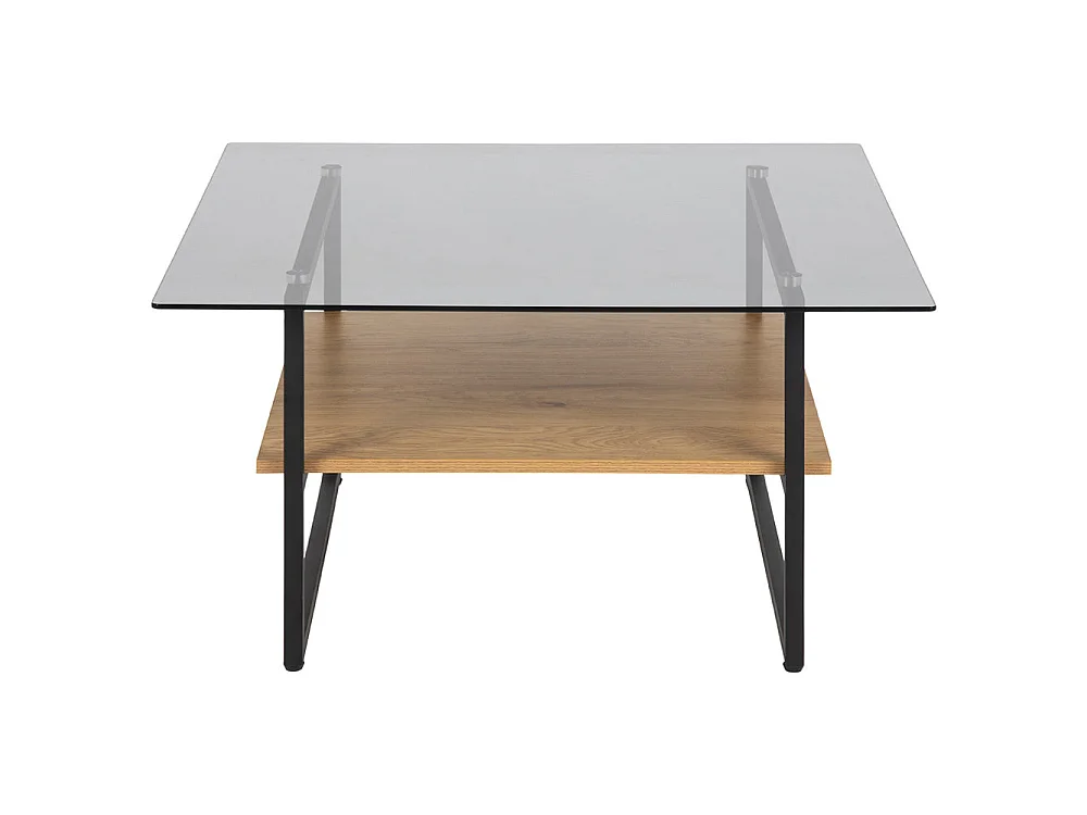 Table basse carrée - 80X80 cm - chêne/noir - HIDEKO